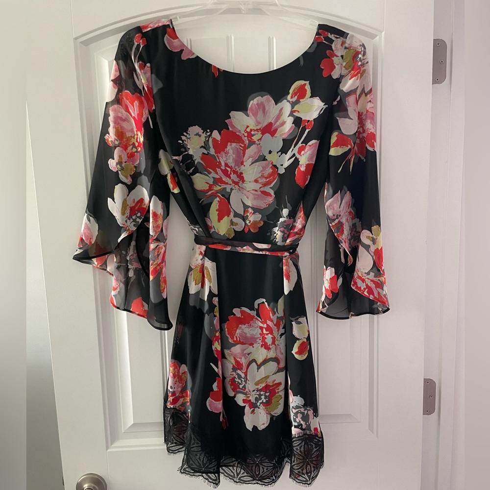Tahari Floral Dress with Lace Detail, 12